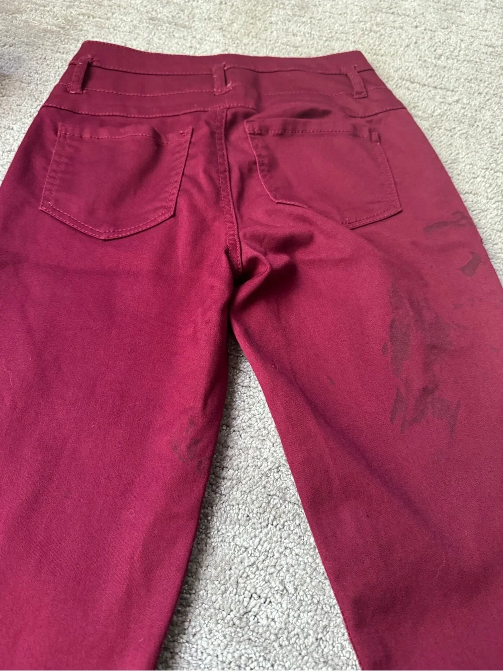 Refuge High Waisted 3-Button Skinny Pants in Burgundy Wine - Size:0 - Picture 5 of 8
